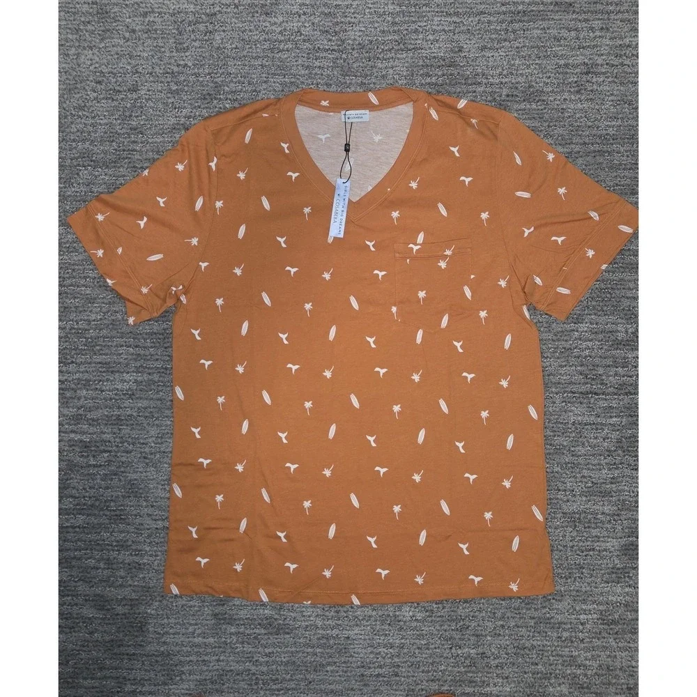 Cosabella Men's Orange Pacific Lounge Pajama Set Short Sleeve Shirt & Shorts M